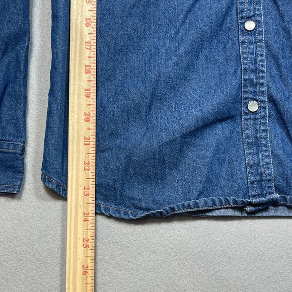 Rosettes Western Denim Shirt Women Large Snap Front  Embroidered America USA - Picture 7 of 12